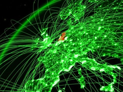 Netherlands on Earth with network Stock Illustration