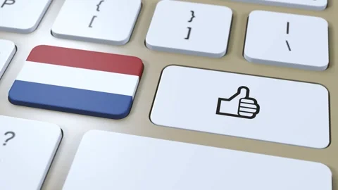 Netherlands Flag and Yes or Thumbs Up Button. 3D Animation Stock Footage 268271176