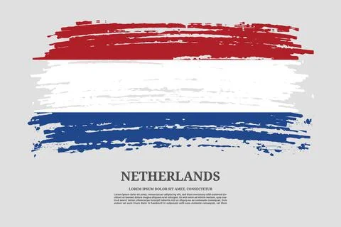 Netherlands flag with brush stroke effect and information text poster, vector Illustrazione stock