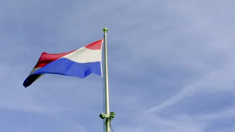 Netherlands Flag. Close up of Dutch flag flying in Holland in the wind Stock Footage 268447309