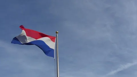 Netherlands Flag. Close up of Dutch flag flying in Holland in the wind Stock Footage 268447360