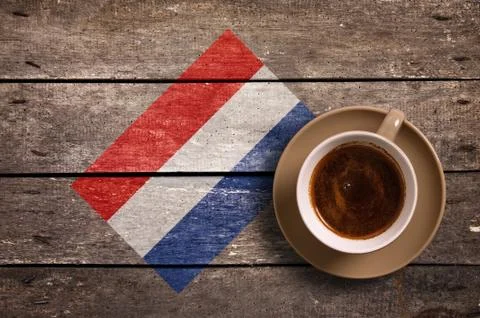 Netherlands flag with coffee Stock Photos