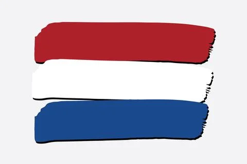 Netherlands Flag with colored hand drawn lines in Vector Format Stock Illustration