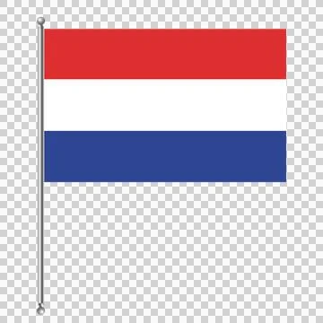 Netherlands flag on flagpole transparent background national symbol. Illustrazione stock