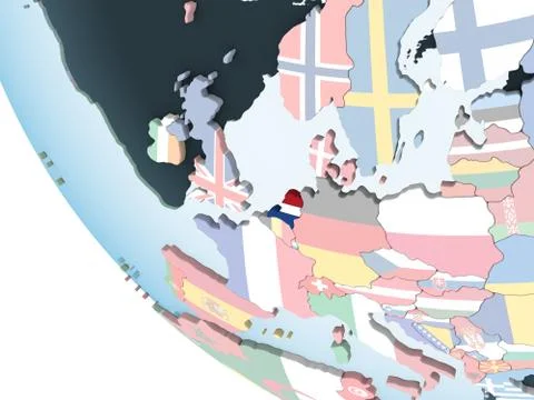 Netherlands with flag on globe Stock-Illustration