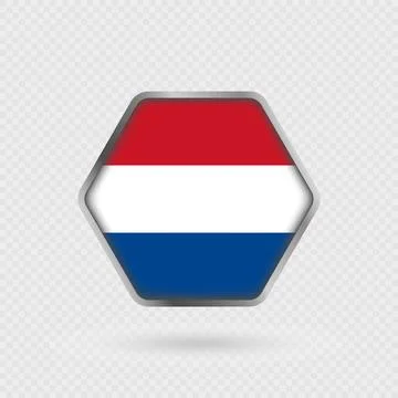 Netherlands flag in a hexagon frame. Stock Illustration
