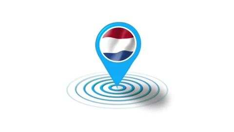 Netherlands flag icon 3d GPS location tracking animation in white background Vidéo 264957535