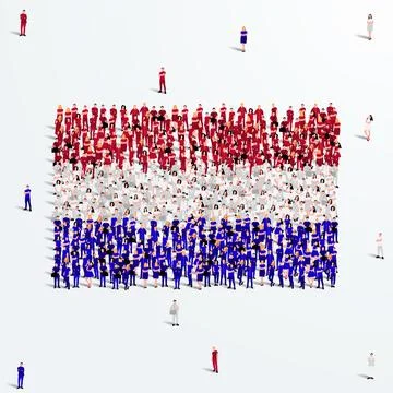 Netherlands Flag. A large group of people form Netherlands flag. Stock Illustration