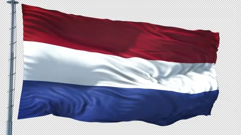 Netherlands Flag Loop Waving With Alpha Channel Video Stock Footage 318226709