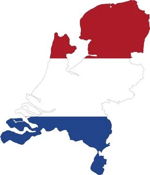 Netherlands Flag in Map, Netherlands Map with Flag, Map of Netherlands, Map.. Stock Illustration
