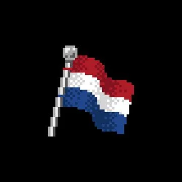 Netherlands Flag in Pixel Art Stock Illustration