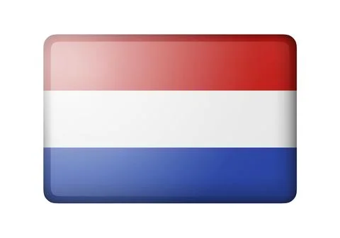 The Netherlands flag. Rectangular matte icon. Isolated on white background Stock Illustration