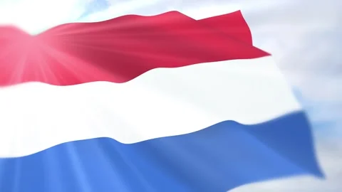 Netherlands Flag Seamless Loop 4k 60fps on Sky Background Stock Footage 340619137