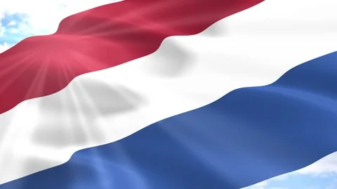 Netherlands Flag Seamless Loop 4k 60fps on Sky Background Stock Footage 341566709
