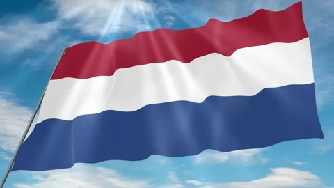 Netherlands Flag Seamless Loop 4k 60fps on Sky Background Stock Footage 341761932