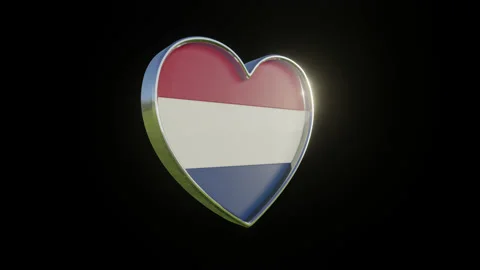 Netherlands Flag in the Shape of 3D Heart. Video stock 133045866