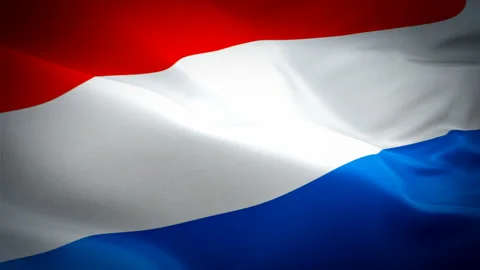 Netherlands flag video waving in wind. Realistic Holland Flag background. Stock Footage 106357344