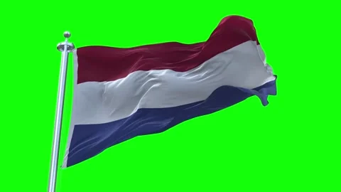 Netherlands Flag Waving in Loopable and Textured green screen background Stock Footage 296876058