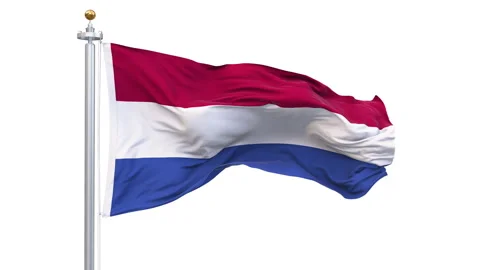 Netherlands flag waving looping with transparent background. Stock Footage 329912942