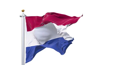 Netherlands flag waving looping with transparent background. Stock Footage 329912962