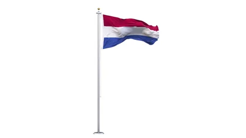 Netherlands flag waving looping with transparent background. Stock Footage 329913292