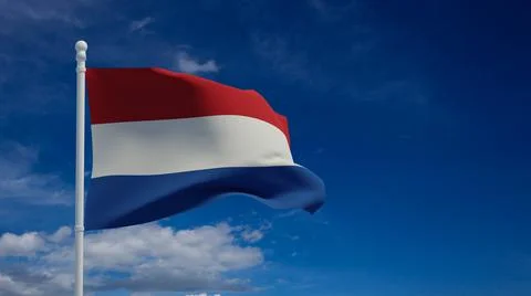 The Netherlands flag, waving in the wind - 3d rendering - CGI 스톡 일러스트