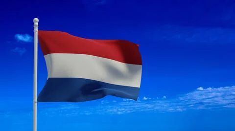 The Netherlands flag, waving in the wind - 3d rendering - CGI 스톡 일러스트