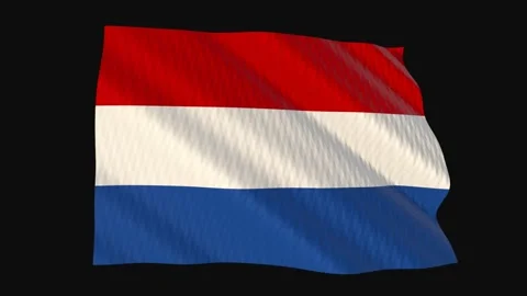 Netherlands flag waving in the wind on a black background Vídeos de archivo 343212869