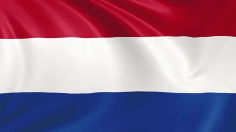 Netherlands flag waving in the wind with high quality texture in 4K Vídeo Stock 130420792