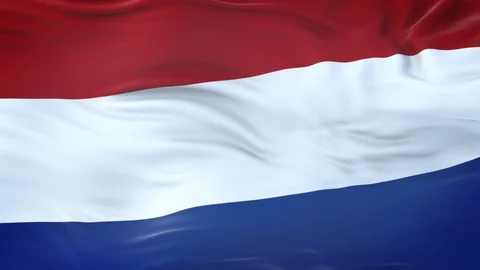 Netherlands flag waving in the wind with highly detailed fabric texture 動画素材 120655434