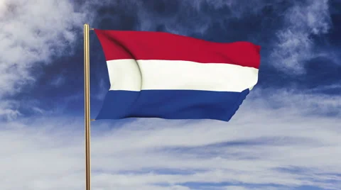 Netherlands flag waving in the wind. Looping sun rises style.  Animation loop Video stock 47978197