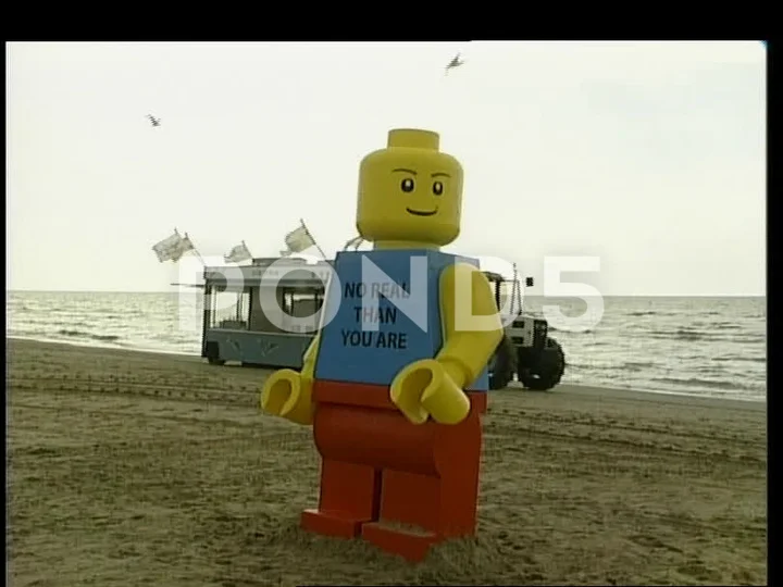 lego man on beach