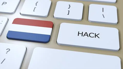 Netherlands Hack of Country or Hacker Attack 3D Illustration. Country National Illustrazione stock