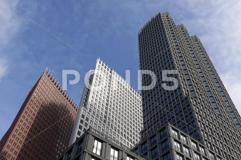 The Netherlands Hague skyline formed by the high rise buildings Stock Photos