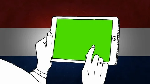Netherlands - Hand-drawn - touchscreen flag - Illustration Stock Footage 90628813