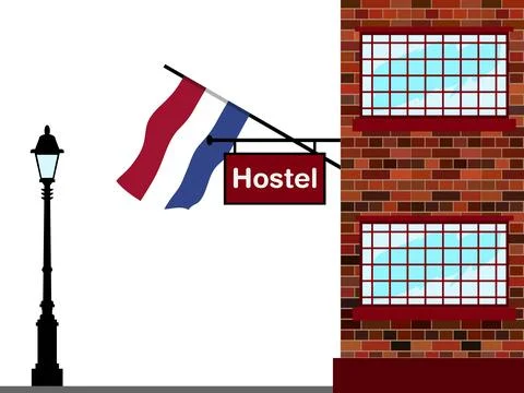 Netherlands Hostels Vector Illustration Stock Illustration