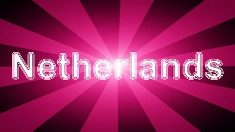 Netherlands icon in red abstract background with rays. Video stock 114026244