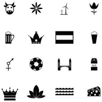 Netherlands icon set Stock Illustration