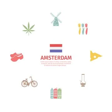 Netherlands icons. Vector signs for web graphics. Stock Illustration