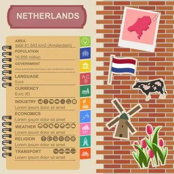 Netherlands infographics, statistical data, sights Stock Illustration