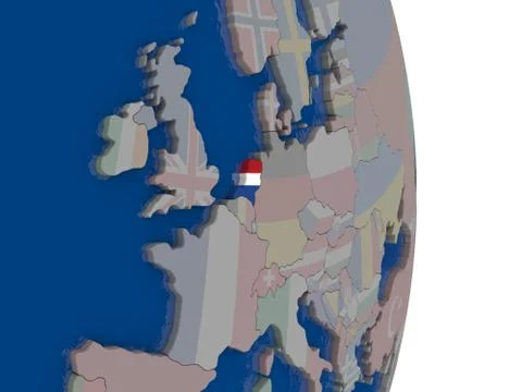 Netherlands with its flag Stock Illustration