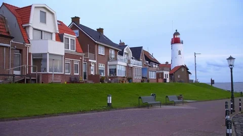 The Netherlands: lighthouse on the North sea Stock Footage