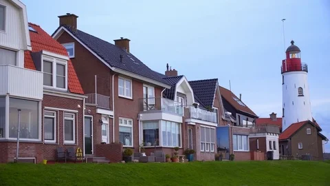 The Netherlands: lighthouse on the North sea Stock Footage