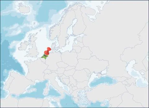 The Netherlands location on Europe map Stock Illustration