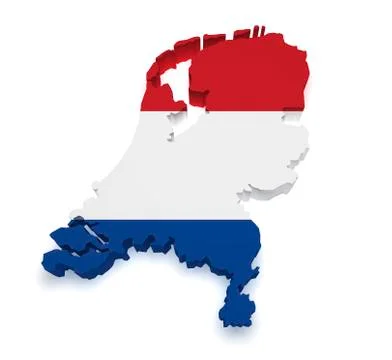 Netherlands map 3d shape Stock Illustration