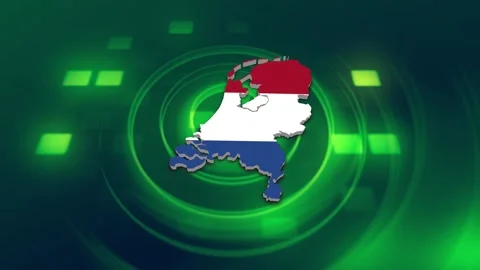 Netherlands Map and Flag Background Stock Footage 344029223