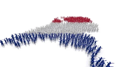 Netherlands map and flag made out of people Stockbeeldmateriaal 48169550