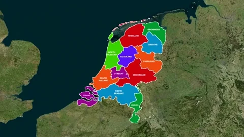 Netherlands Map Animation Zoom Effect 4K Stock Footage 336376875
