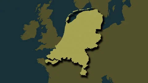 Netherlands map - extract. Shadow. Pattern. Labels Stock Footage 322705451