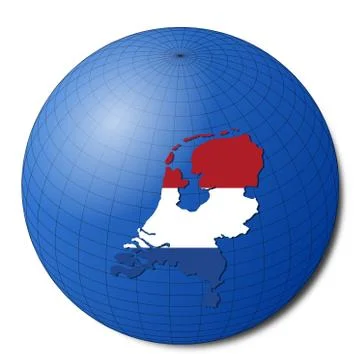 Netherlands map flag on abstract globe illustration Stock Illustration